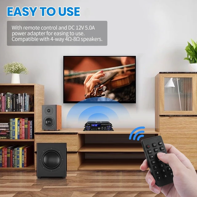 Alt view image 4 of 7 - S-188Pro Bluetooth Amplifiers Stereo Audio Receivers Amp for Home Speakers 2.1 Channel 50Wx2+60W Max.600W Output Subwoofer Amp Mini Audio Power Amplifier w/FM Radio MIC USB SD Input for Home Audio