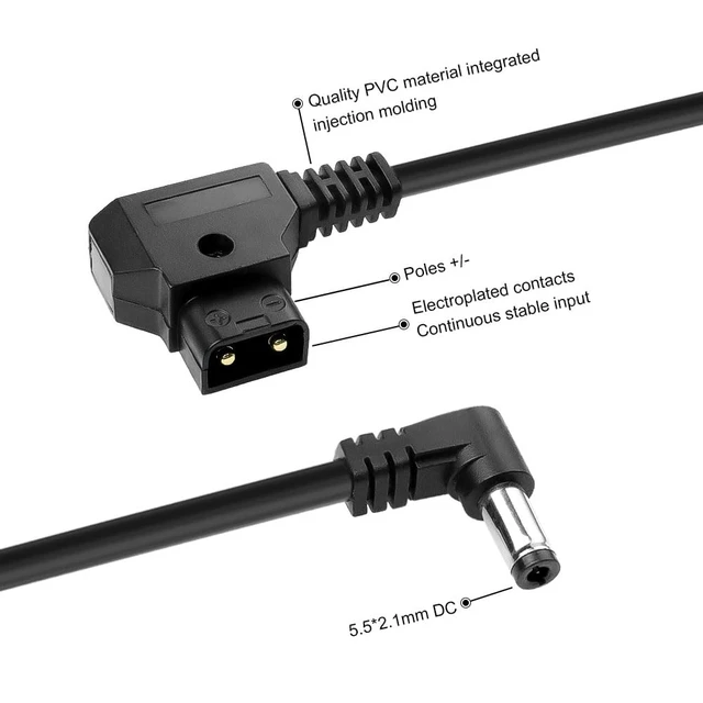 Alt view image 3 of 6 - Dtap to Right Angle DC Power Cable 12V 2.1mm for KiPRO LCD Monitors Lectrosonic Lowel Blender LED PowerTap-Lectro Devices 60 cm / 23.6 inches (2pcs)