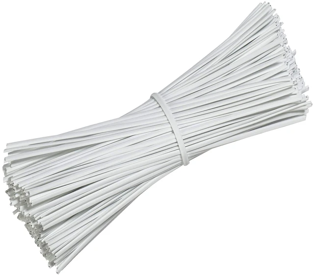 Main image of 1000pcs 4 Inch Twist Ties - Reusable White Plastic Coated Cable Wire Ties for Bags, Bread,Household and Office