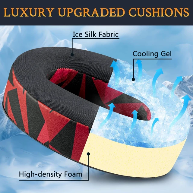Alt view image 4 of 7 - Cooling Gel Replacement Earpads for Audeze Maxwell (Do Not Fit Audeze Maxwell 2) Headphone, Ear Pads Cushions with Breathable Ice Silk Fabric, High-Density Noise Cancelling Foam - Red Storm