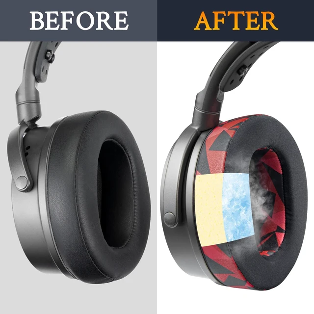 Alt view image 5 of 7 - Cooling Gel Replacement Earpads for Audeze Maxwell (Do Not Fit Audeze Maxwell 2) Headphone, Ear Pads Cushions with Breathable Ice Silk Fabric, High-Density Noise Cancelling Foam - Red Storm