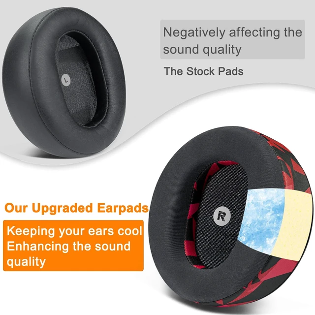 Alt view image 7 of 7 - Cooling Gel Replacement Earpads for Audeze Maxwell (Do Not Fit Audeze Maxwell 2) Headphone, Ear Pads Cushions with Breathable Ice Silk Fabric, High-Density Noise Cancelling Foam - Red Storm