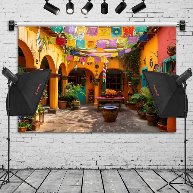 Alt view image 2 of 6 - Mexican Fiesta Backdrop Banner - Cinco de Mayo Party Decor, Outdoor Photography Background for Festival, Studio Shoots & Event Decoration 72x43 Inch