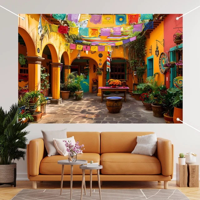 Alt view image 4 of 6 - Mexican Fiesta Backdrop Banner - Cinco de Mayo Party Decor, Outdoor Photography Background for Festival, Studio Shoots & Event Decoration 72x43 Inch