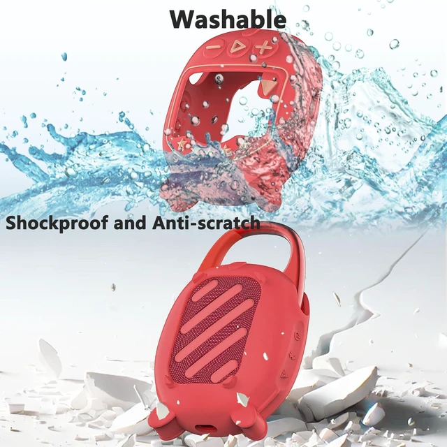 Alt view image 5 of 7 - Silicone Cover Case for JBL Clip 5 Portable Bluetooth Speaker Protective Soft Silicone Cover for JBL Clip 5 Speaker Accessories, Stand Up Case, Shockproof Cover (Red)
