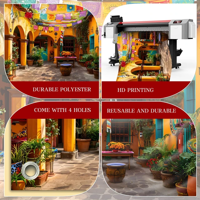 Alt view image 5 of 6 - Mexican Fiesta Backdrop Banner - Cinco de Mayo Party Decor, Outdoor Photography Background for Festival, Studio Shoots & Event Decoration 72x43 Inch
