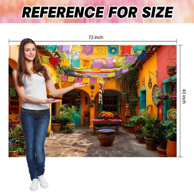 Alt view image 6 of 6 - Mexican Fiesta Backdrop Banner - Cinco de Mayo Party Decor, Outdoor Photography Background for Festival, Studio Shoots & Event Decoration 72x43 Inch