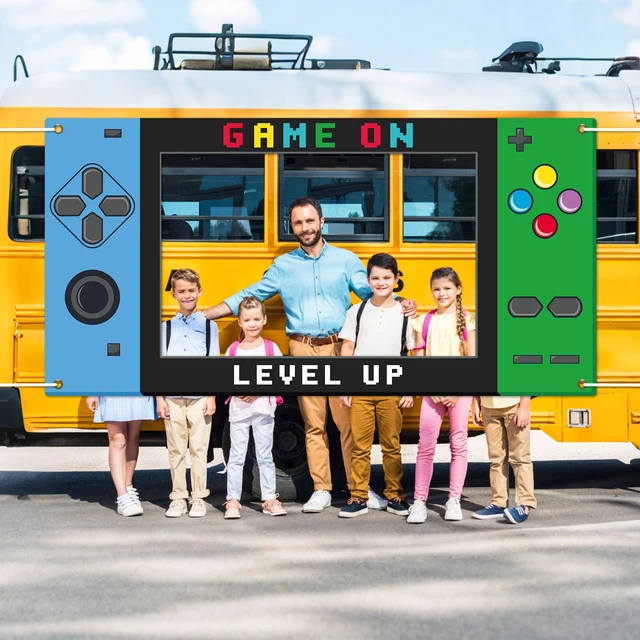Alt view image 6 of 7 - Large 73inch Video Game Photo Prop Game on Birthday Party Decorations Blue Green Handheld Gaming Console Banner Backdrop Gaming Photo Booth Frame Background for Boys Birthday Gamer Favor Supplies