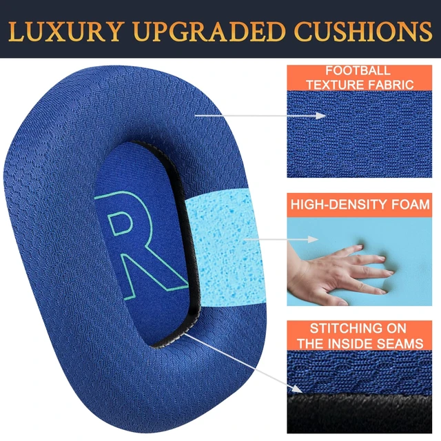 Alt view image 3 of 4 - Mesh Fabric Professional Earpads Replacement for Logitech G733 G535 G335 Lightspeed Wireless Gaming Headset, Ear Pads Cushions with Comfort Noise Isolation Foam - Blue