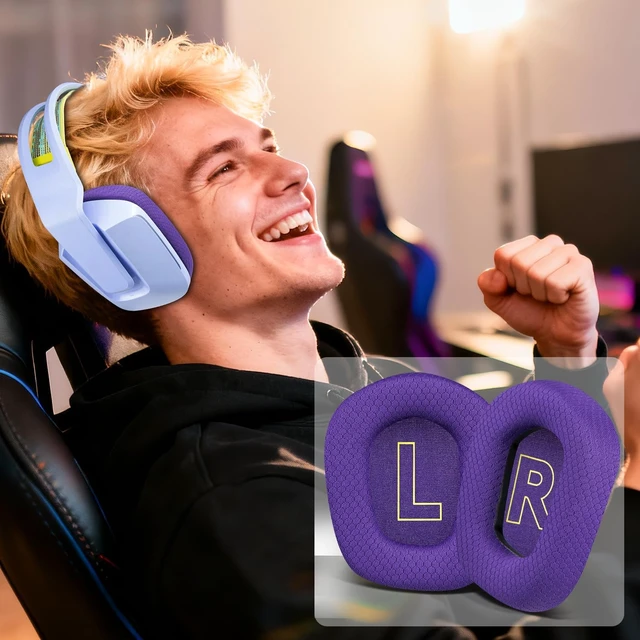Alt view image 4 of 5 - Mesh Fabric Professional Earpads Replacement for Logitech G733 G535 G335 Lightspeed Wireless Gaming Headset, Ear Pads Cushions with Comfort Noise Isolation Foam - Purple