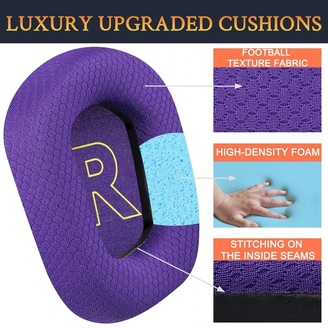 Alt view image 3 of 5 - Mesh Fabric Professional Earpads Replacement for Logitech G733 G535 G335 Lightspeed Wireless Gaming Headset, Ear Pads Cushions with Comfort Noise Isolation Foam - Purple