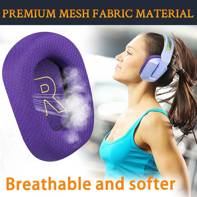 Alt view image 5 of 5 - Mesh Fabric Professional Earpads Replacement for Logitech G733 G535 G335 Lightspeed Wireless Gaming Headset, Ear Pads Cushions with Comfort Noise Isolation Foam - Purple