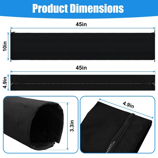 Alt view image 3 of 7 - 48 Inch Trolling Motor Cable Sleeve Outboard Rigging Sleeve Zipper Cable Sleeve Boat Wire Cover Marine Cable Boot Waterproof Cord Cover Cable Ties Organization Dirt Protection Black 2PCS