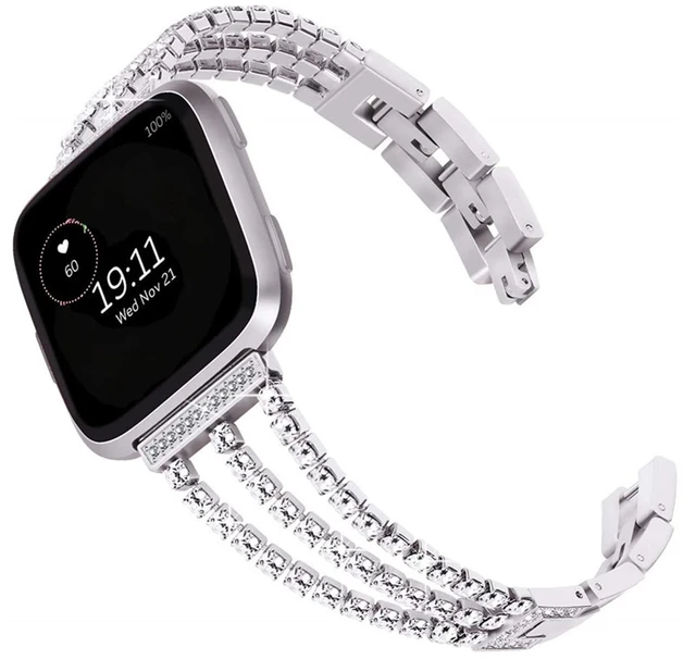 Main image of Metal Strap Compatible with Fitbit Versa 2 Bands,Adjustable Elegant Casual Style Bands Compatible with Fitbit Versa Women (versa 2/versa, Silver)