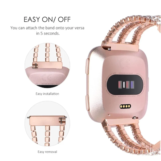 Alt view image 2 of 7 - Metal Strap Compatible with Fitbit Versa 2 Bands,Adjustable Elegant Casual Style Bands Compatible with Fitbit Versa Women (versa 2/versa, Silver)
