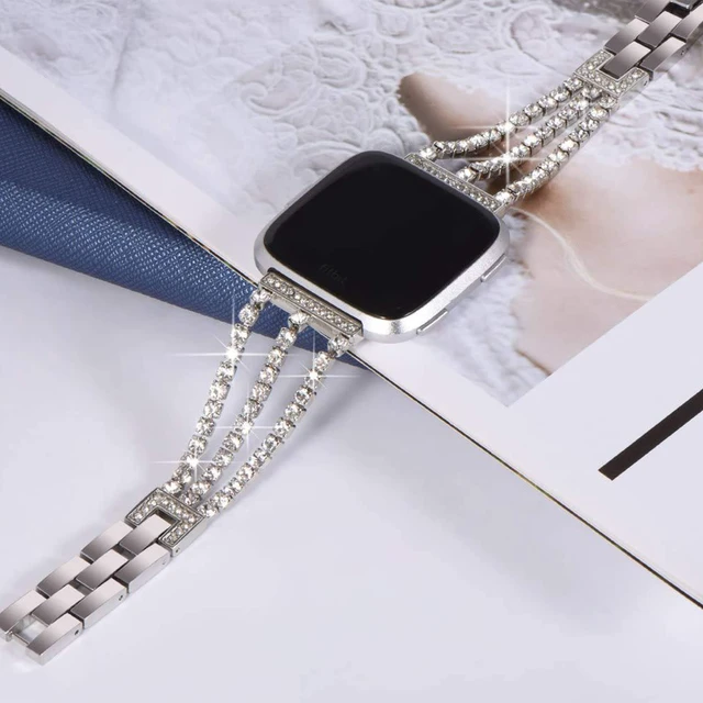 Alt view image 3 of 7 - Metal Strap Compatible with Fitbit Versa 2 Bands,Adjustable Elegant Casual Style Bands Compatible with Fitbit Versa Women (versa 2/versa, Silver)