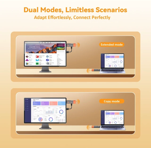 Alt view image 4 of 7 - Wireless HDMI Transmitter and Receiver, Non-Delayed Streaming. 165FT/50M, 4K decoding to 1080P Output, Plug and Play Dual-Band 2.4G+5.8G Wireless HDMI, Suitable for PC/Camera/Projector/STB/Monitor