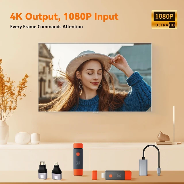 Alt view image 5 of 7 - Wireless HDMI Transmitter and Receiver, Non-Delayed Streaming. 165FT/50M, 4K decoding to 1080P Output, Plug and Play Dual-Band 2.4G+5.8G Wireless HDMI, Suitable for PC/Camera/Projector/STB/Monitor