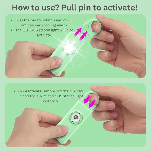Alt view image 2 of 4 - Personal Safety Alarm Rechargeable (Lime)