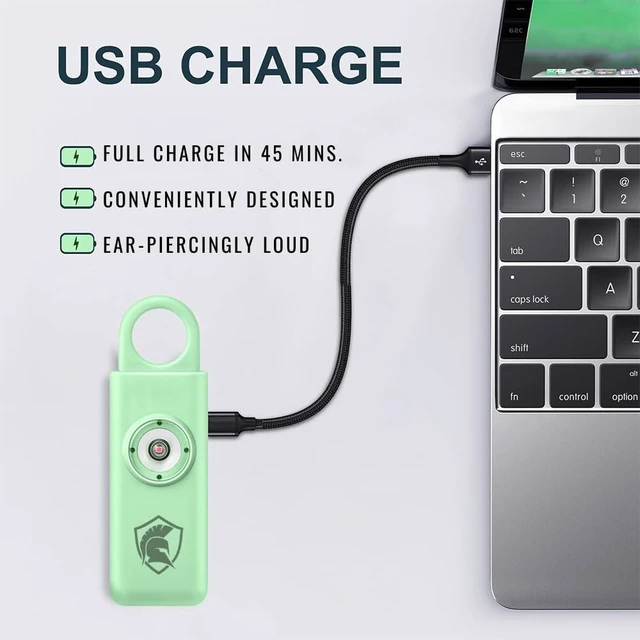 Alt view image 4 of 4 - Personal Safety Alarm Rechargeable (Lime)