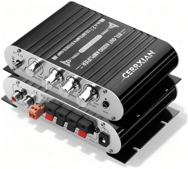 Main image of Mini Stereo Audio Subwoofer Amplifier, 2.1 Channel 20Wx2+40W HiFi AMP Board AUX/RCA Input Home Audio Receiver for Home Theater, Car, Marine DC12V 3A Power Adapter