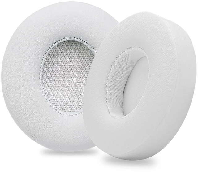 Main image of Replacement Ear Pads for Beats Solo 2 and Solo 3 Headphones, White Solo2 & Solo3 Earpads Cushions with Noise Isolation Memory Foam and Softer Protein Leather
