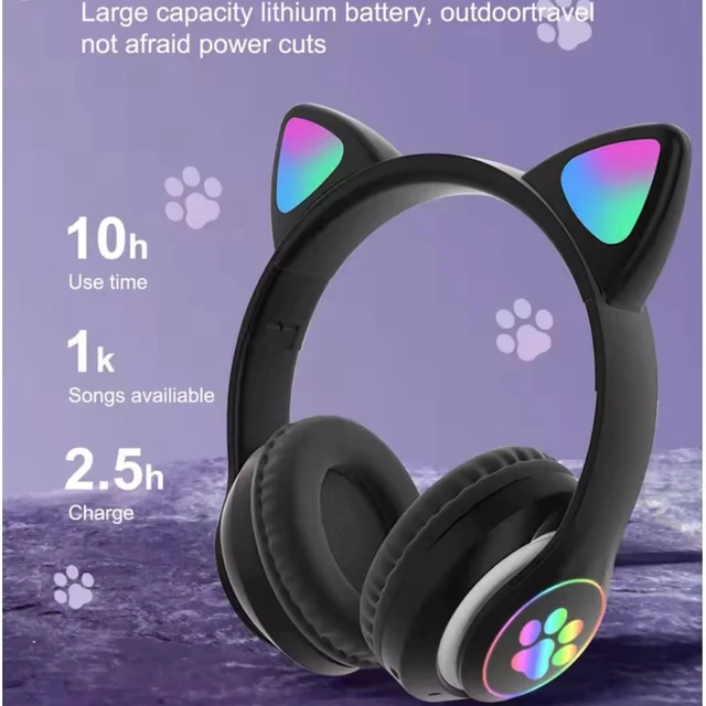 Alt view image 3 of 7 - Kids Bluetooth Headphones, Foldable Wireless Headset for Kids, Bluetooth 5.3 Over-Ear Headphones with Mic, LED Lights Up,85dB Volume Limited,Girls Boys Wireless Headphones for Travel iPad Tablet