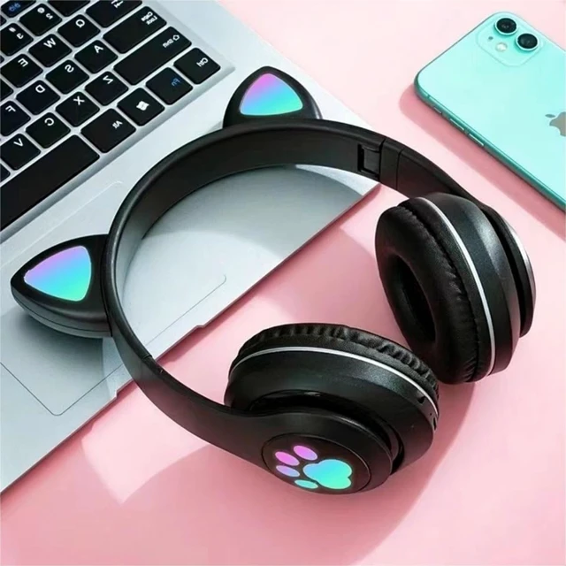 Alt view image 5 of 7 - Kids Bluetooth Headphones, Foldable Wireless Headset for Kids, Bluetooth 5.3 Over-Ear Headphones with Mic, LED Lights Up,85dB Volume Limited,Girls Boys Wireless Headphones for Travel iPad Tablet