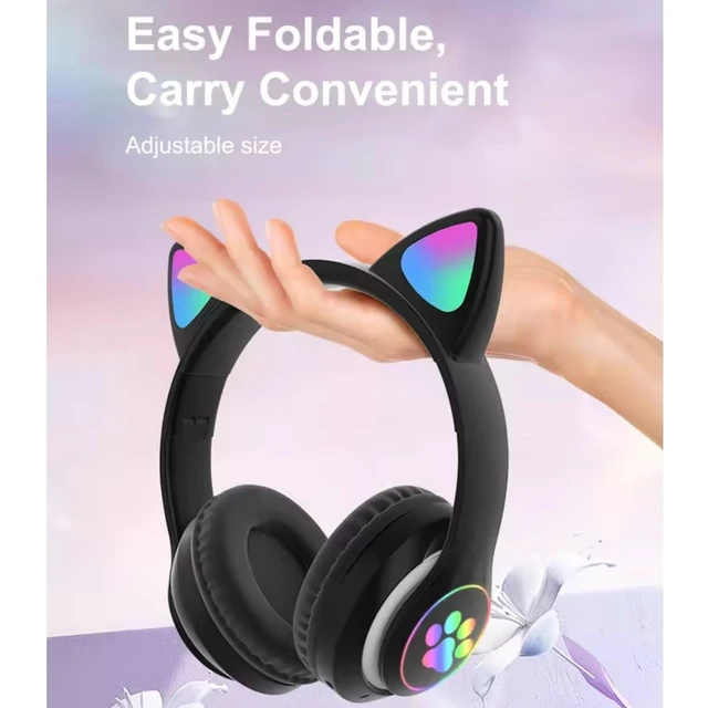 Alt view image 4 of 7 - Kids Bluetooth Headphones, Foldable Wireless Headset for Kids, Bluetooth 5.3 Over-Ear Headphones with Mic, LED Lights Up,85dB Volume Limited,Girls Boys Wireless Headphones for Travel iPad Tablet