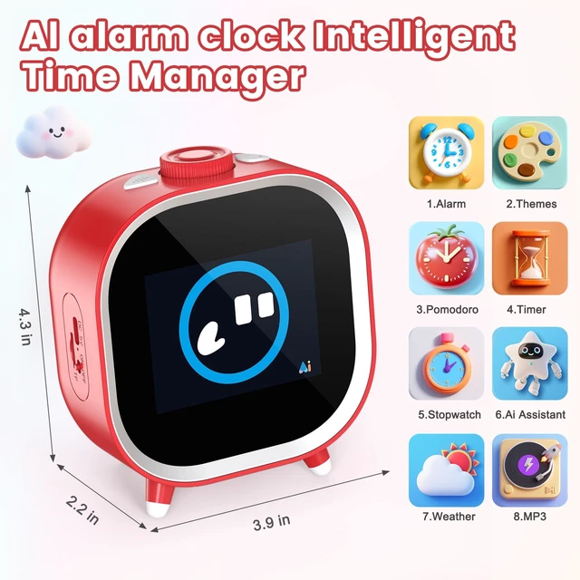 Alt view image 2 of 7 - AI Companion Alarm Clock for Kids,White Elephant Gift &Top Teen Stocking Stuffer for Ages 3-18,Builds Daily Routines,Fights Procrastination with Visual Pomodoro Timer,Stocking Stuffers for Teen