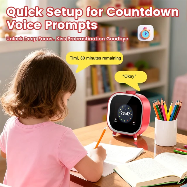 Alt view image 5 of 7 - AI Companion Alarm Clock for Kids,White Elephant Gift &Top Teen Stocking Stuffer for Ages 3-18,Builds Daily Routines,Fights Procrastination with Visual Pomodoro Timer,Stocking Stuffers for Teen