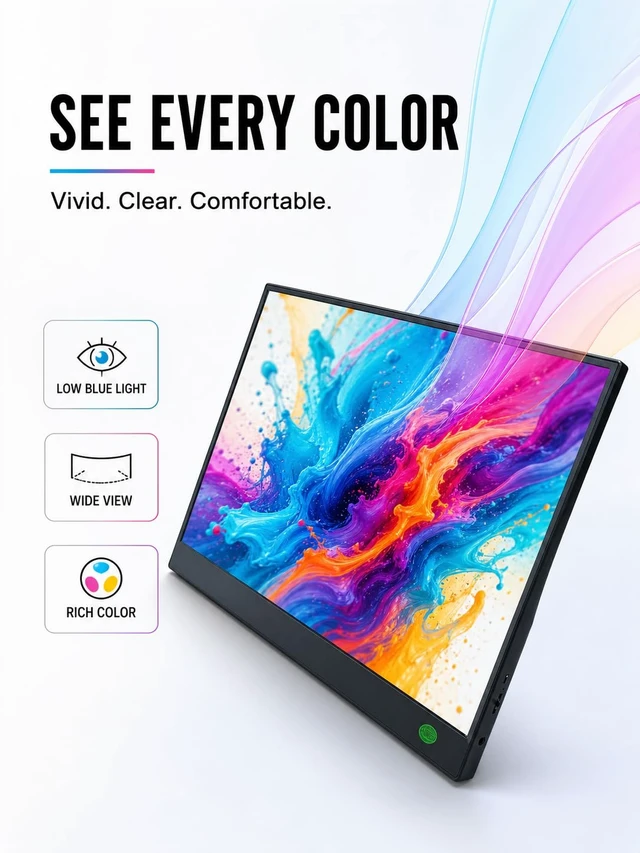 Alt view image 4 of 7 - Portable Monitor, 15.6'' 1080P USB C HDMI Portable Second External Monitor 60Hz IPS HDR Ultra-Thin Dual USB-C HDMI Portable External Screen for Laptop