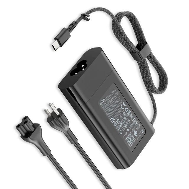 Alt view image 2 of 7 - New Slim 65W USB C Laptop Charger Compatible with HP OmniBook X AC Adapter Envy Spectre 12 13 X360 Chromebook 14 Pavilion EliteBook Elite x2 Power Supply 65W PD Fast Charging Multiple Protection