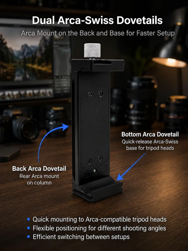 Alt view image 6 of 7 - LM-01 Arca Swiss Laptop Tripod Mount Foldable Aluminum, For MacBook Pro & iPad, Portable Clamp, 1/4" Screw Mount, For Photography, Video & Tethering