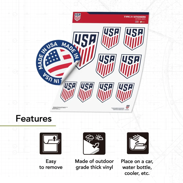 Alt view image 2 of 7 - US Soccer USMNT Sticker Decal (T3-1) Officially Licensed USSF USA Vinyl Laptop, Bottle, Cars and Scrapbook, Merch