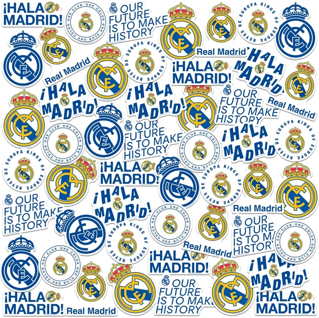 Main image of Real Madrid Vinyl Sticker Pack 50, Car Accessories, Skateboard & More Officially Licensed Real Madrid Stickers Great for Water Bottles, Skateboards, Luggage, Laptops, Bumpers & Cars