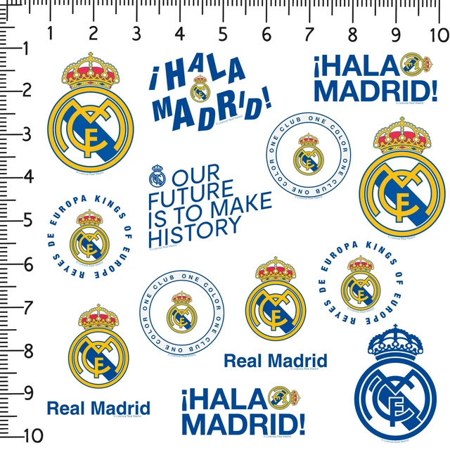 Alt view image 2 of 6 - Real Madrid Vinyl Sticker Pack 50, Car Accessories, Skateboard & More Officially Licensed Real Madrid Stickers Great for Water Bottles, Skateboards, Luggage, Laptops, Bumpers & Cars