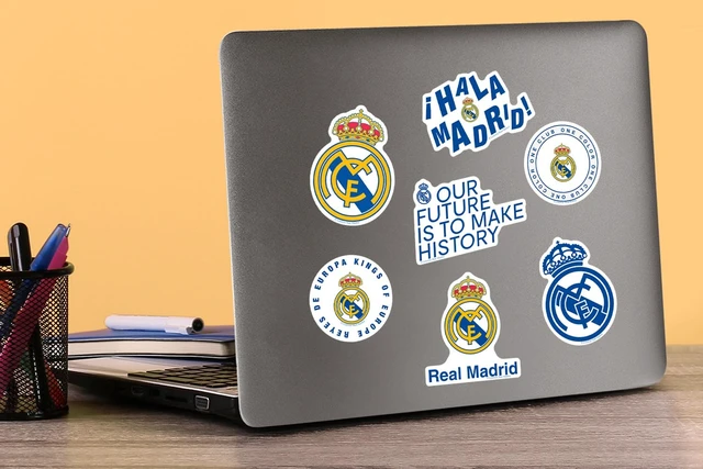 Alt view image 5 of 6 - Real Madrid Vinyl Sticker Pack 50, Car Accessories, Skateboard & More Officially Licensed Real Madrid Stickers Great for Water Bottles, Skateboards, Luggage, Laptops, Bumpers & Cars