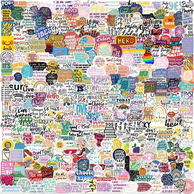Main image of 312 Unique Inspirational Quote Stickers, Positive Affirmation Vinyl Decals for Laptop Water Bottle Journal Phone Case Scrapbook DIY