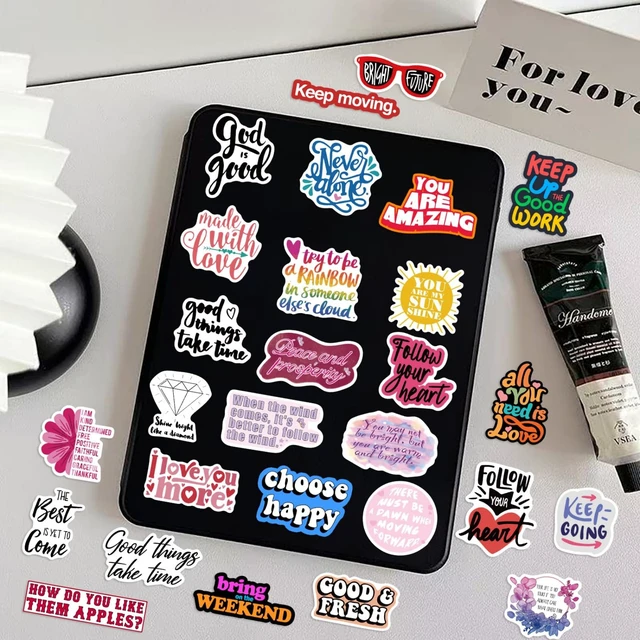Alt view image 4 of 7 - 312 Unique Inspirational Quote Stickers, Positive Affirmation Vinyl Decals for Laptop Water Bottle Journal Phone Case Scrapbook DIY