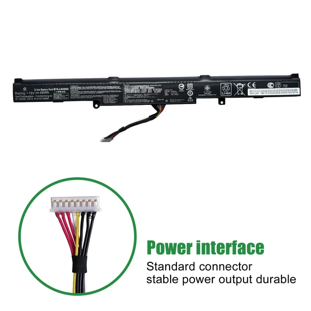 Alt view image 3 of 6 - A41N1501 Laptop Battery Replacement for Asus Rog G752VW GL752 GL752JW GL752V GL752VLM GL752VW GL752VW-DH74 GL752VWM N552 N552V N552VW N552VX N752 N752V Series A41LK9H L41LK2H 15V 48Wh 3100mAh
