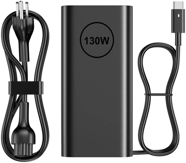Main image of 130W USB C Laptop Charger Compatible with Dell XPS 15 17 2in1 9575 9500 9520 9700 Precision 3560 5550 5530 5750 5560 5570 Latitude 9510 9410 7210 7310 7410 5510Type C AC Adapter Power Cord