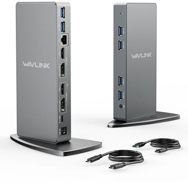 Main image of USB 3.0 Dual 4K@60Hz Laptop Docking Station for Thunderbolt 5/4/3, USB-C/A Windows, MacOS(Mac M1-M5,MacBook Neo), ChromeOS (2X HDMI, 2X Display Port, LAN, 6 USB 3.0, Audio)