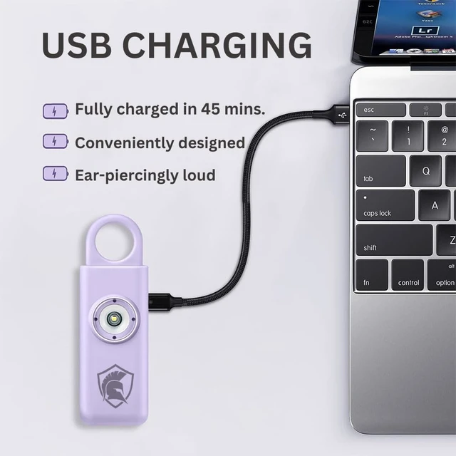 Alt view image 4 of 4 - Personal Safety Alarm Rechargeable (Lavender)