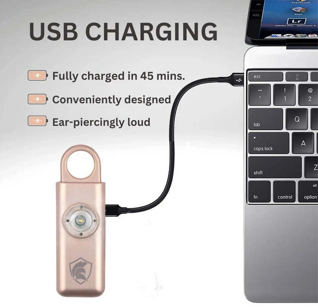 Alt view image 2 of 3 - Personal Safety Alarm Rechargeable (Rose Gold)