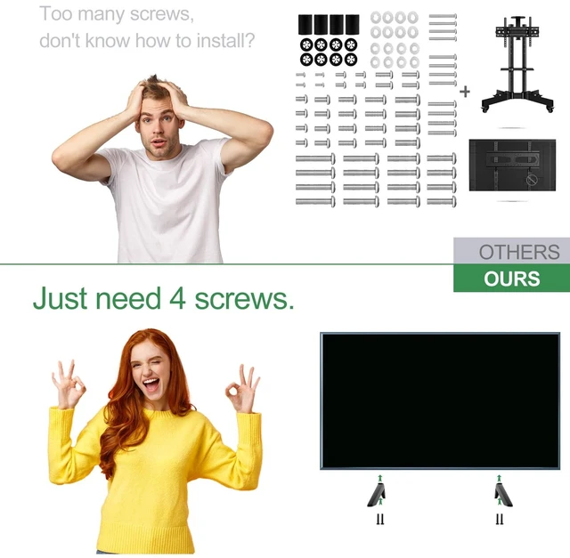 Alt view image 5 of 7 - Not Universal, TV Stand Only for Insignia Roku TV Stand Legs Replacement with Screws Set Using Correct Stand Hole as Marked, Hole Spacing 0.48 to 0.94in Only, Refer to Image 2 to Confirm