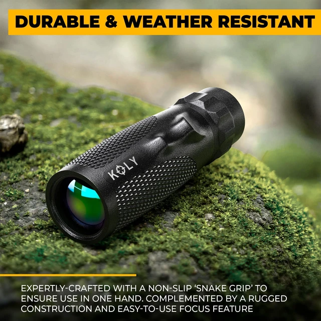 Alt view image 3 of 5 - BAK-4 Prism 10X25 Monocular Telescope, Compact Weather Resistant Scope with Snake Skin Grip, Designed for Bird Watching, Hiking, Hunting, Archery, and More, 10X Magnification, Black
