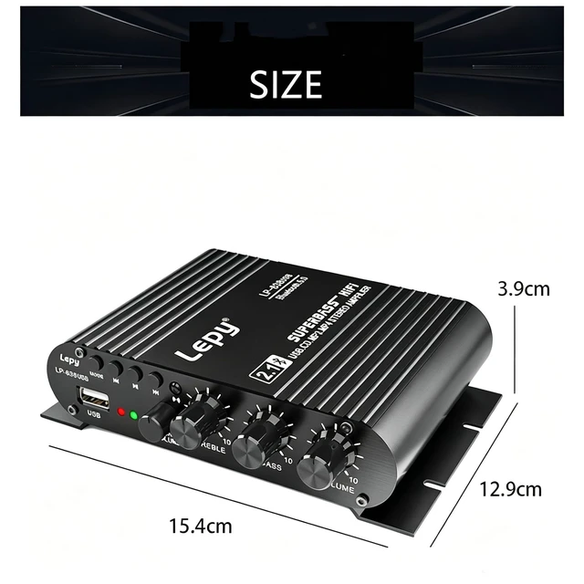 Alt view image 7 of 7 - Home Audio Amplifier Bluetooth 5.0 Stereo Receiver 2.1 Channel Subwoofer Amp Board with Treble/Bass/Sub Control HiFi Sound for Home Theater, Car & Karaoke, Includes Remote & Power Adapter