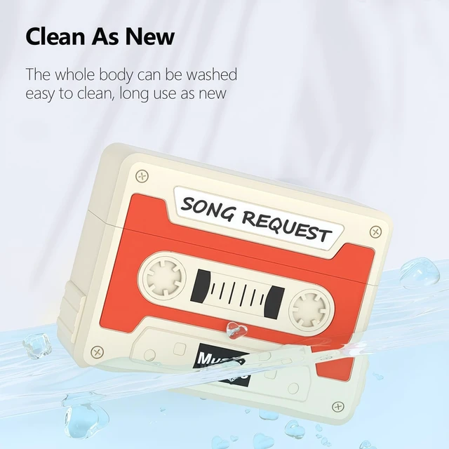 Alt view image 2 of 7 - Designer Retro Case Compatible with AirPods Pro/Pro 2, Music Cassette Tape Case Cover with Rope, Portable Soft Silicone Wireless Charging Earphone Shockproof Protector for Men Women (Orange)