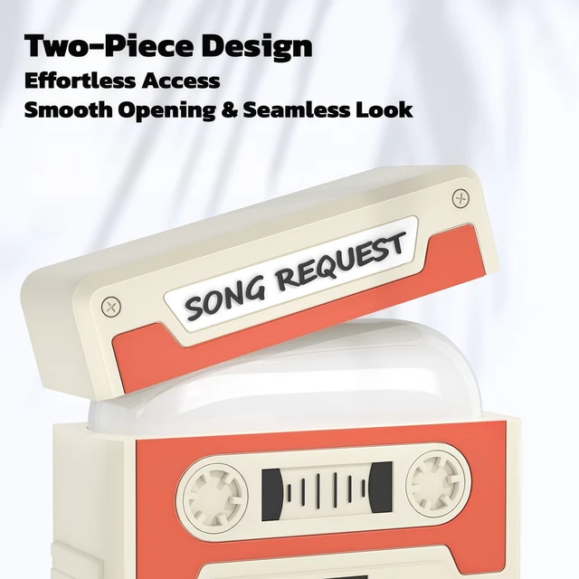 Alt view image 3 of 7 - Designer Retro Case Compatible with AirPods Pro/Pro 2, Music Cassette Tape Case Cover with Rope, Portable Soft Silicone Wireless Charging Earphone Shockproof Protector for Men Women (Orange)